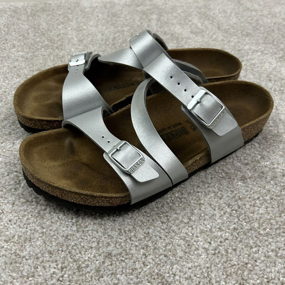 Birkenstock‎ Salina Silver Metallic Strappy Sandal Women's Size 39 8